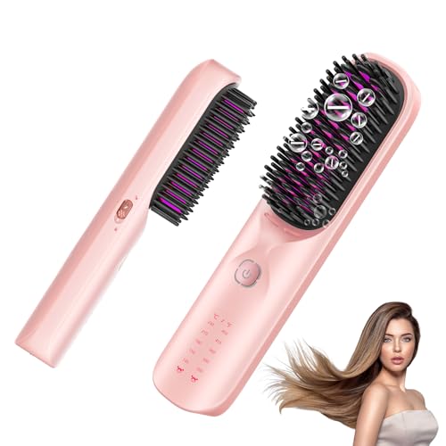 Bopcal Brosse Lissante Sans Fil - Portable & Powerbank, Autonomie 120Min, Fer à lisser 300M ions négatifs, pour Voyage e