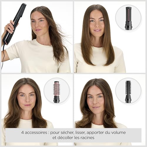BaByliss Brosse soufflante Perfect Finish AS126E - 3 accessoires pour lisser, créer du volume et mettre en forme - 2 rég