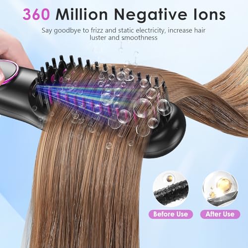 Unipampa Brosse Lissante Ionique pour Cheveux Professionnels, Écran LCD et 140℃-220℃ Reglages, Chauffe Rapide et Anti-Br